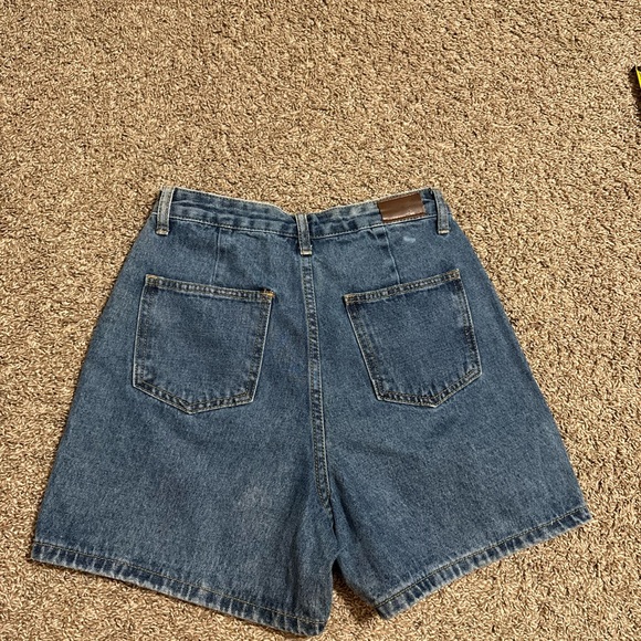 High Waist Blue Denim Women's Shorts - Picture 7 of 8